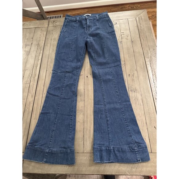 J Brand Loni Flare Bell Bottom Seamed High Rise Jeans in Waterloo Blue Size 26 - Picture 1 of 4